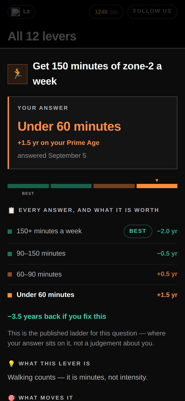 Prime Age — Any lever, tapped